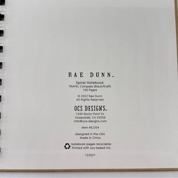 Rae Dunn TRAVEL Compass Spiral Notebook (Black/Kraft) - Picture 6 of 7